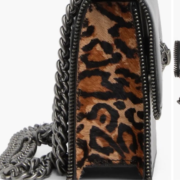 New🖤🐆Kurt Geiger Shoreditch Black Small Leather & Genuine Calf Hair Bag - Picture 2 of 8